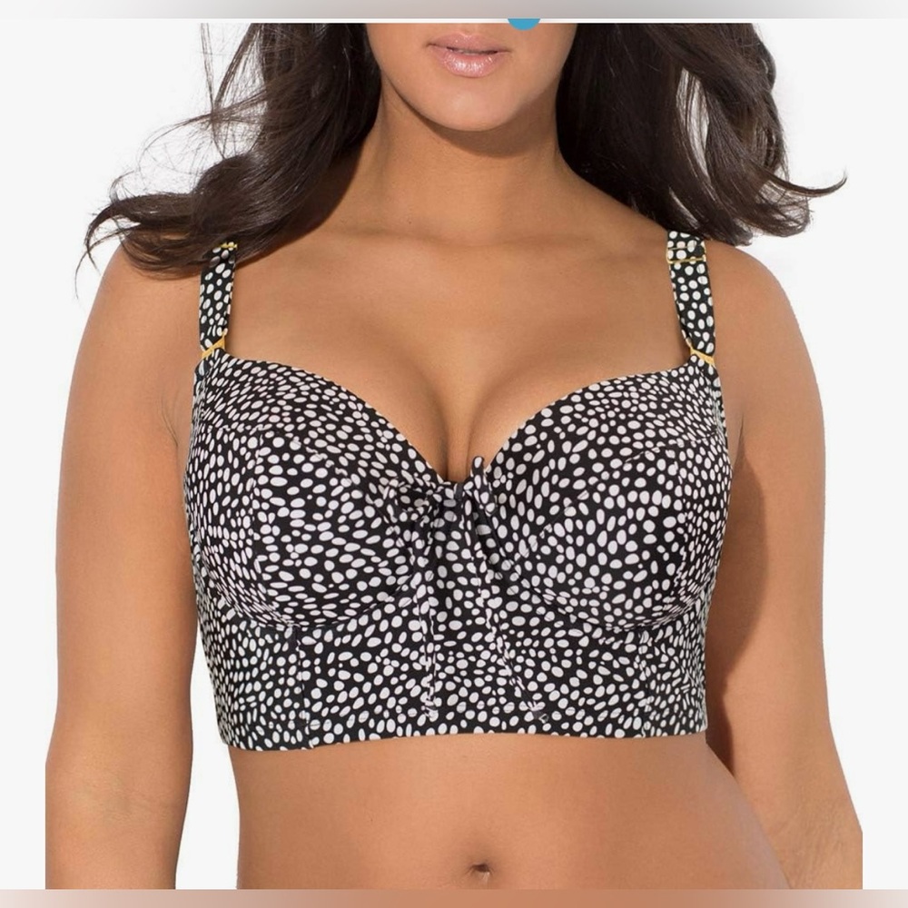 Smart & Sexy Women’s Swimwear Underwire Bikini Top Size 38DD Black & White NWT
